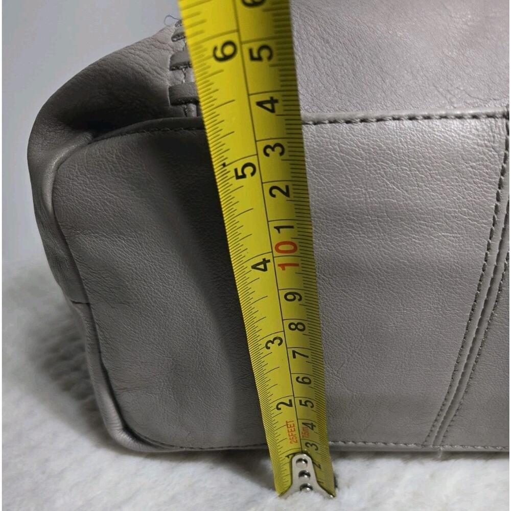 Tommy Bahama Gray Leather Hobo Shoulder Bag Whipstitch Zip Purse - Picture 8 of 14
